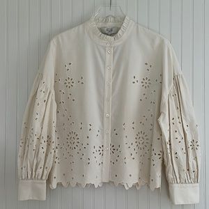 Sea New York Fern Eyelet Long-Sleeve Shirt NWT